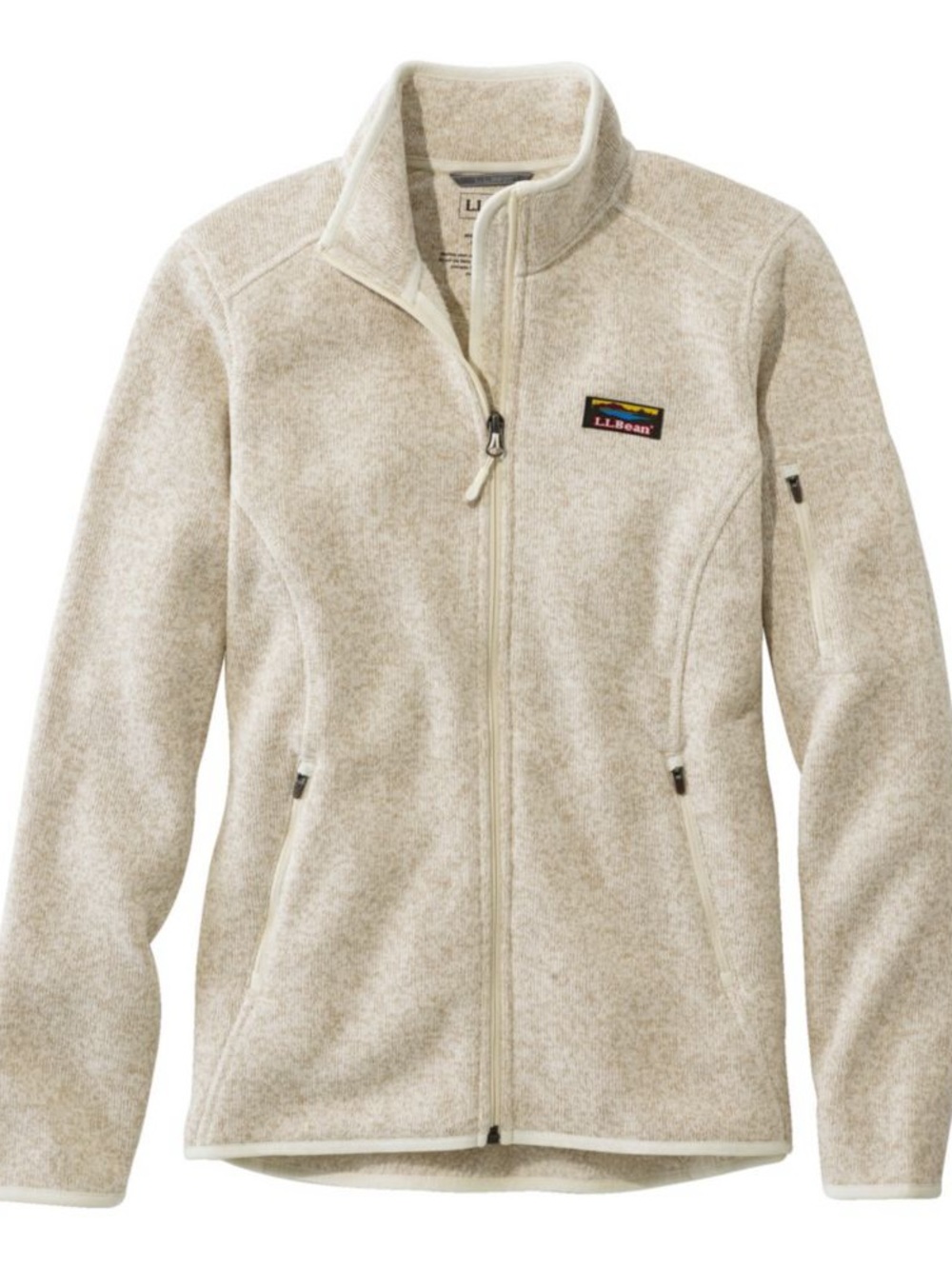Women's L.L.Bean Sweater Fleece Full-Zip Jacket Cream Sailcloth